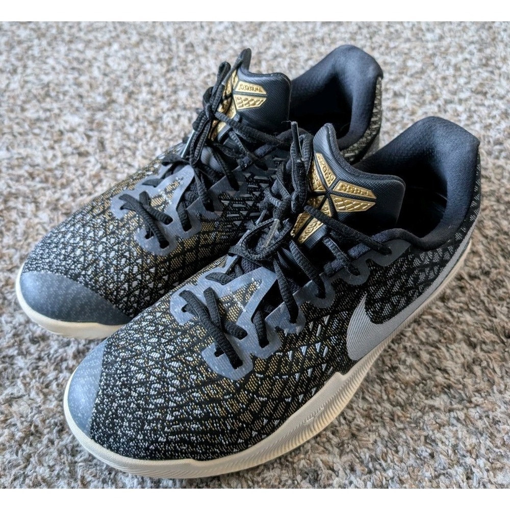 Nike Mamba Instinct Low Top Sneakers Black Gray Yellow 852473-010 Size 11
